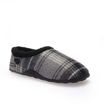 Cliff Grey Navy Check Mens Slippers/Indoor Shoes, 6 of 8