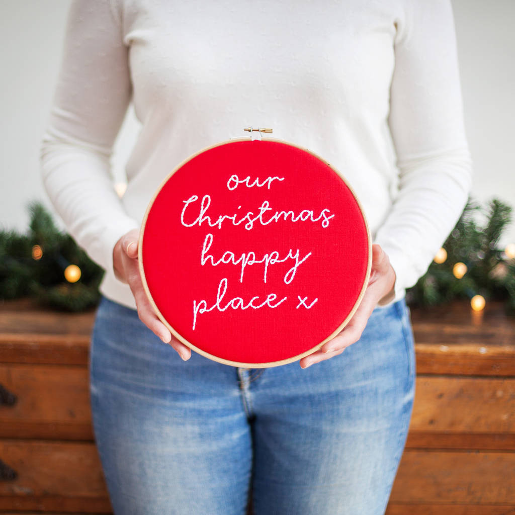 Our Christmas Happy Place Hoop Sign, 1 of 3