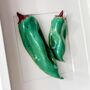 Hand Sculpted Ceramic Wall Art: Olive Green Peppers, thumbnail 2 of 5