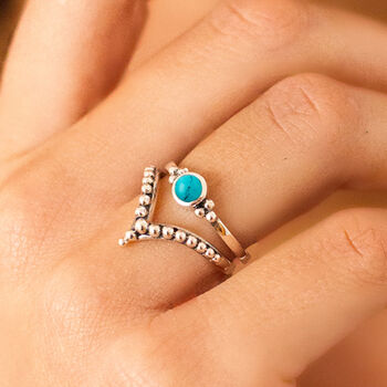 Holi Jewel Turquoise Or Blue Topaz Sterling Silver Stacking Ring, 4 of 10