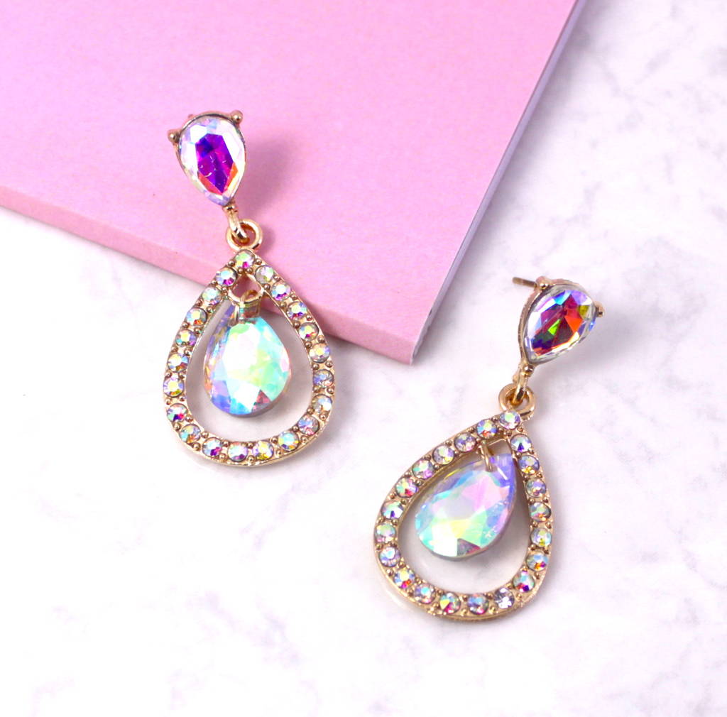 Statement Crystal Accent Teardrop Earrings By Lucy Loves Neko ...