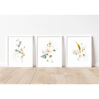 Botanical Flowers Set Of Three Wall Décor, 4 of 4