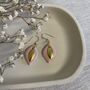Pink Ceramic Leaf Earrings Gold Plated, thumbnail 3 of 7