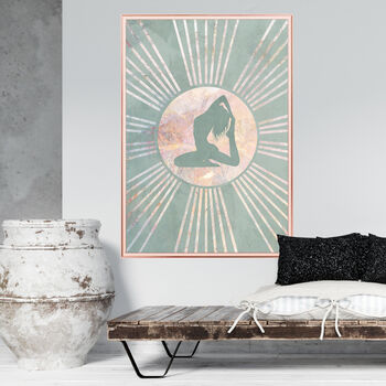 Yoga Green Sun Rays Boho Wall Art Print, 9 of 10