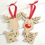 Double Sided Oak Ruldoph Reindeer Tree Decoration, thumbnail 1 of 5