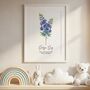 Personalised Birth Flower Baby Print – New Baby Gift – Name And Birth Details Nursery Print, thumbnail 3 of 10