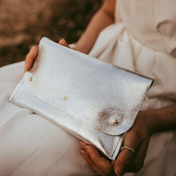 Personalised Gold Leather Clutch Bag, 2 of 10