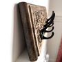Entryway Wall Hooks Wrought Iron On Carved Mangowood, thumbnail 4 of 6