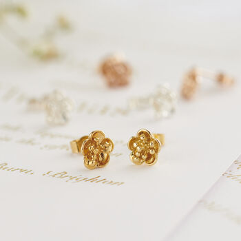 9ct Gold Flower Stud Earrings, 5 of 9