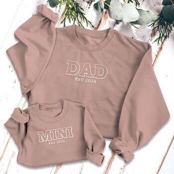 Personalised 'Dad' And 'Mini' Matching Embroidered Family Sweatshirts, 8 of 11