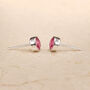 Sterling Silver October Tourmaline Birthstone Stud Earrings, thumbnail 3 of 8