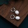 Baroque Pearl With Skinny Hammered Hoop Earrings, thumbnail 9 of 12