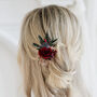 Fawn Jewel Toned Preserved Flower Wedding Hair Pin, thumbnail 2 of 4