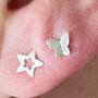 Sterling Silver Open Star Stud Earrings, thumbnail 2 of 2