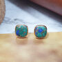 Gold Vermeil Plated Azurite May Birthstone Earrings, thumbnail 1 of 6
