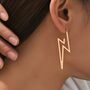 Minimalist Lightning Strike Golden Earrings, thumbnail 2 of 5