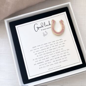 Good Luck Exam Poem And Lucky Horseshoe Enamel Pin Meaningful Gcse Student Gift Keepsake, 9 of 12