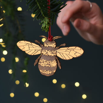 Personalised Gold Bumble Bee Christmas Decoration, 2 of 2