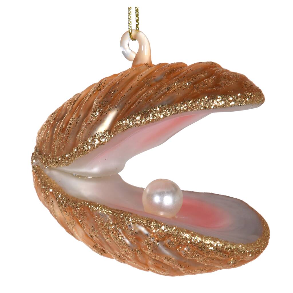 Gold Glitter Clam Christmas Decoration