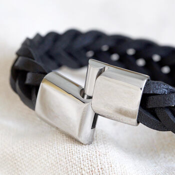 Men's Thick Woven Leather Bracelet, 5 of 9