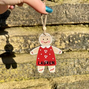 Wooden Personalised Gingerbread Character, 3 of 5