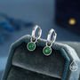 Sterling Silver Dangling Green Onyx Hoop Earrings, thumbnail 1 of 11