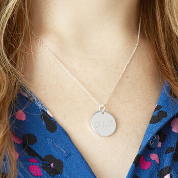 Personalised Special Date Silver Plated Disc Necklace, 2 of 12