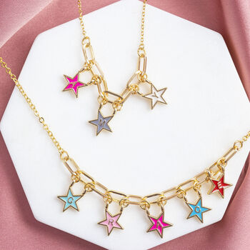 Personalised Name In Stars Enamel Necklace, 2 of 10