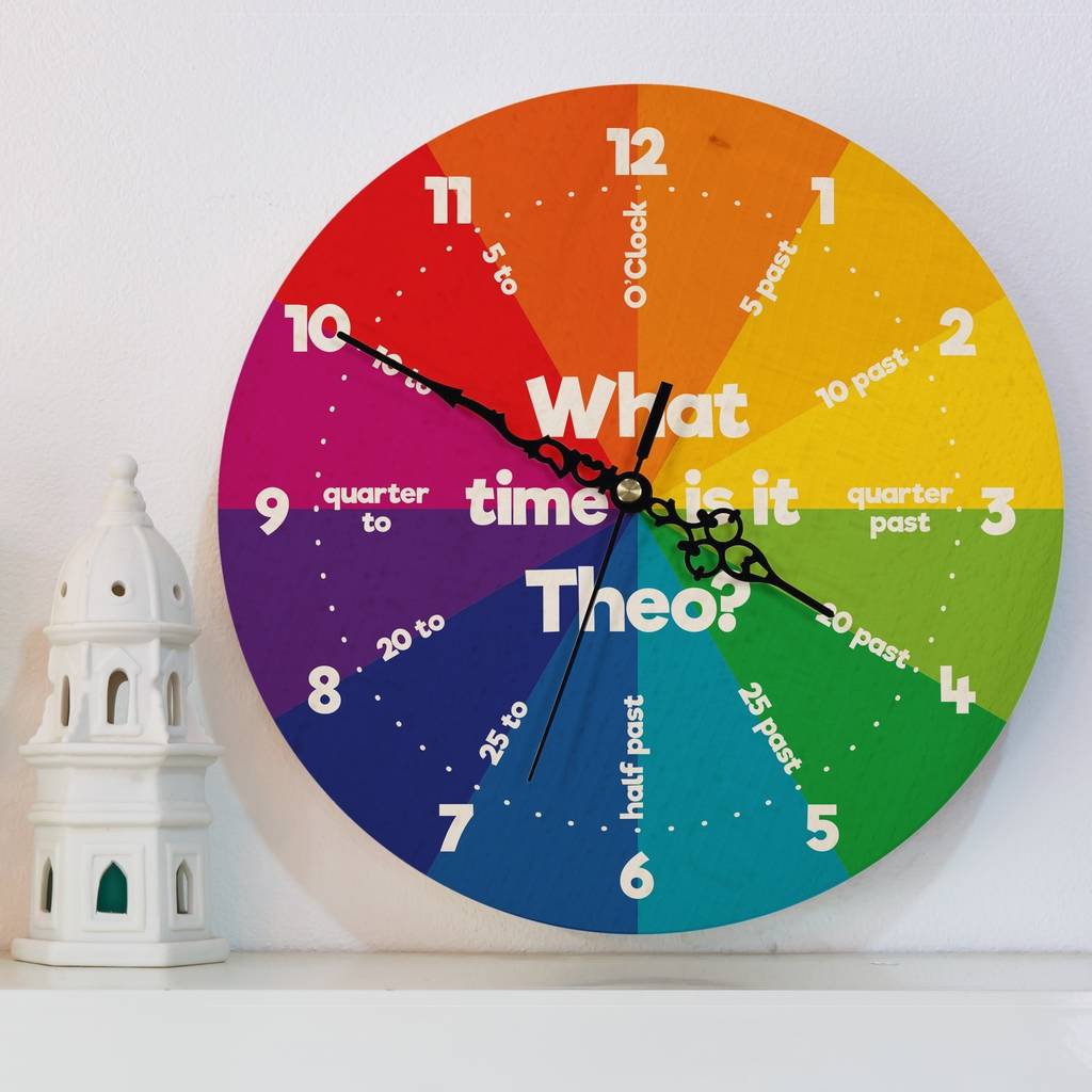 Childrens Personalised Tell The Time Clock By British and Bespoke