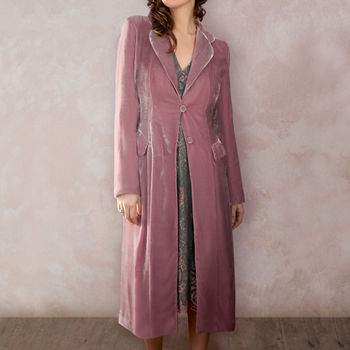 Vivienne Dress Coat In Sweet Pea Silk Velvet, 2 of 5