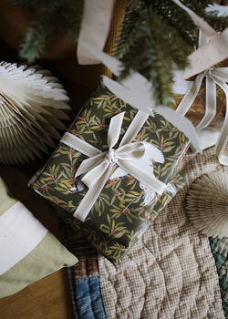 Christmas Birds Wildlife Christmas Wrapping Paper Green, 4 of 5