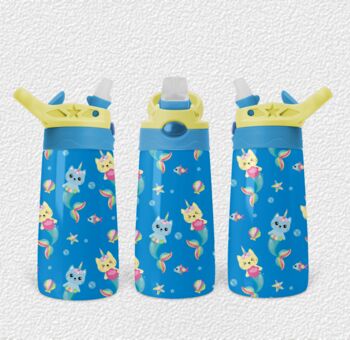 Cat Mermaid Named Insulated Water Bottle Thermos, 4 of 10