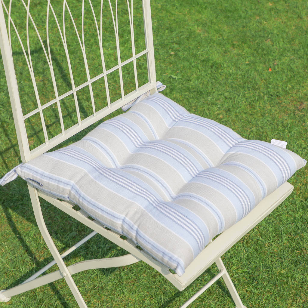 Millstone Blue Striped Garden Seat Pads By Dibor