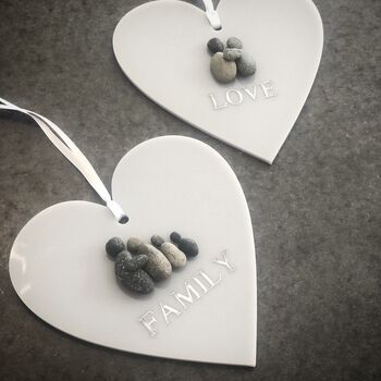 Personalised Family Pebble Hanging Heart, 2 of 3
