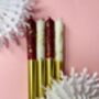 White, Gold And Red Glitter Christmas Candles 'Plum Puddings', thumbnail 1 of 5