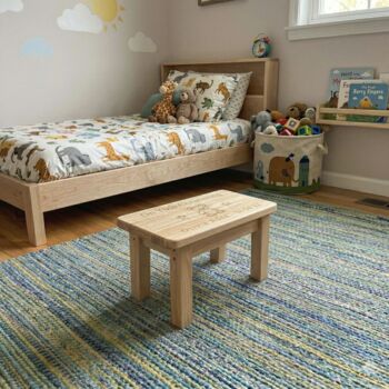 Personalised Child's Stool Rectangle Wooden Christening Engraved Design, 4 of 6