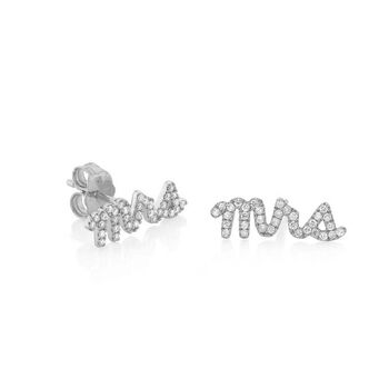Ettie 'Mrs' Wedding Stud Earrings 925 Sterling Silver, 4 of 6
