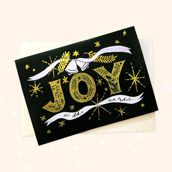 Deep Green And Gold Christmas Card 'JOY', 4 of 7