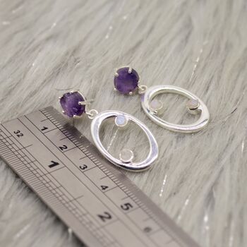 Amethyst, Moonstone Silver Earrings, 8 of 9