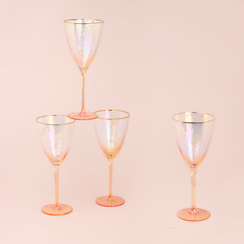 G Decor Set Of Four Lustre Hammered Wine Glasses, 2 of 7