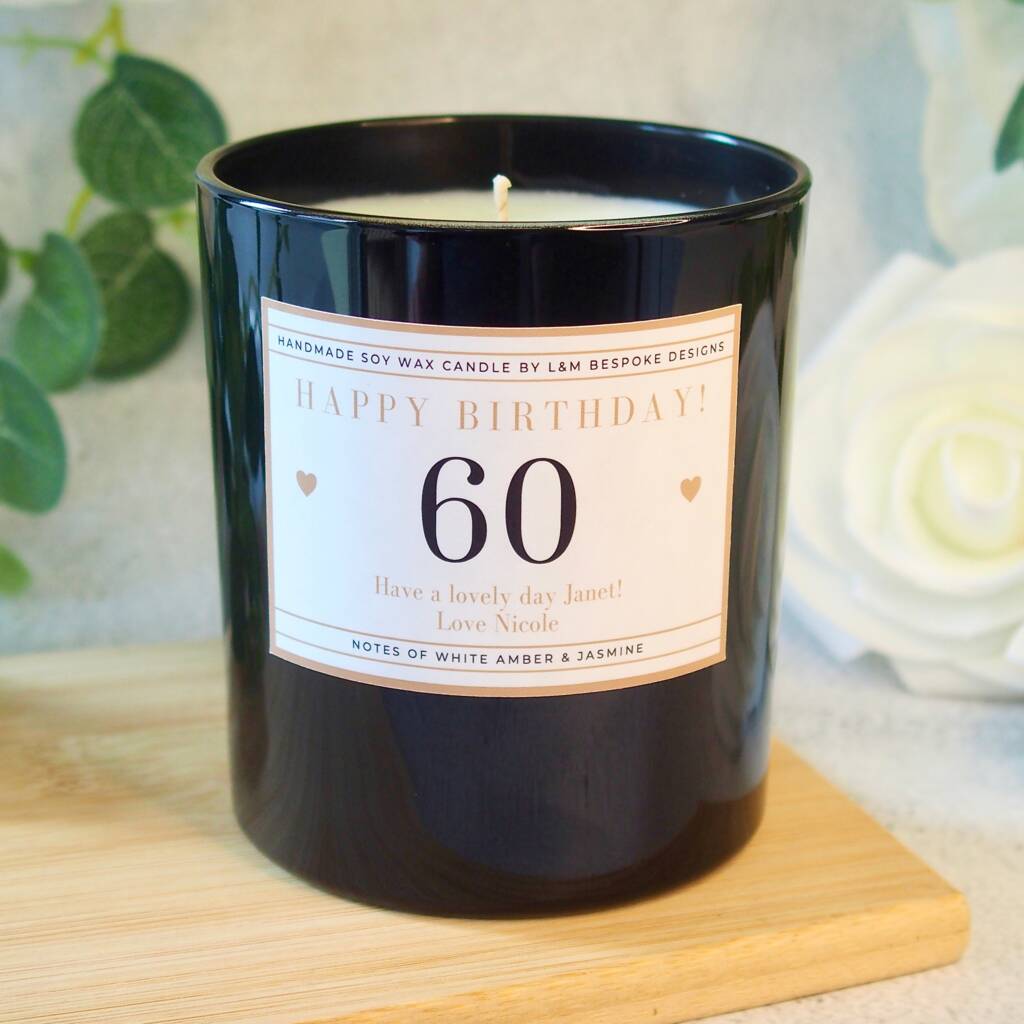 60th Birthday Candle, Personalised Birthday Gift By L&M Bespoke Designs