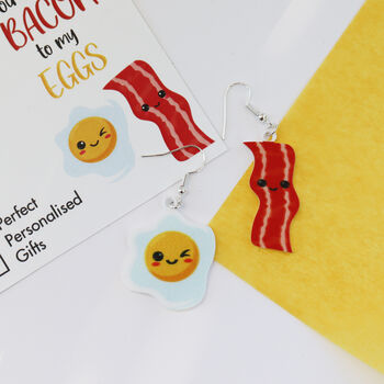 You Are The Bacon To My Eggs Valentine's Earrings, 8 of 12