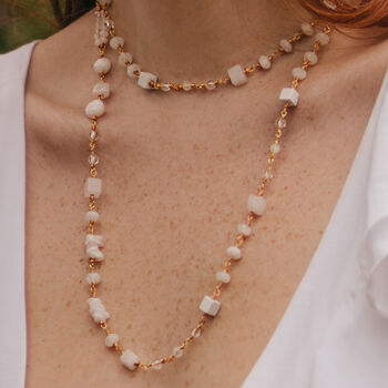 Howlite, Quartz And Moonstone Random Layered Necklace, 2 of 4