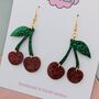 Glittery Cherry Earrings, thumbnail 3 of 4