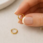 Mini 18ct Yellow Gold Sterling Silver Huggie Sleeper Hoop Earrings – 10mm, thumbnail 1 of 6
