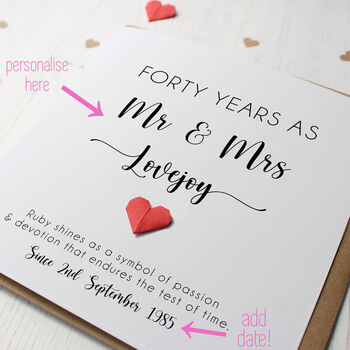 Personalised 40th Wedding Anniversary Card, 2 of 6