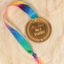 Personalised No.One Teacher Medal With Rainbow Ribbon, thumbnail 2 of 2