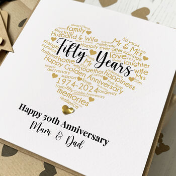 Personalised 50th Golden Anniversary Card Husband/Wife, 4 of 4