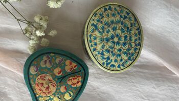 Indian Handpainted Jewellery Box Kashmir Paper Mache, 8 of 11