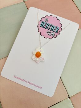 Fried Egg Glitter Charm Necklace / Brunch Lover Gift / Fun Food Jewellery / Handmade Accessories, 3 of 9